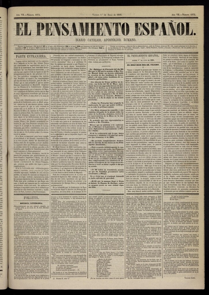 Miniatura de El Pensamiento Español del 1 de junio de 1866, nº 1972