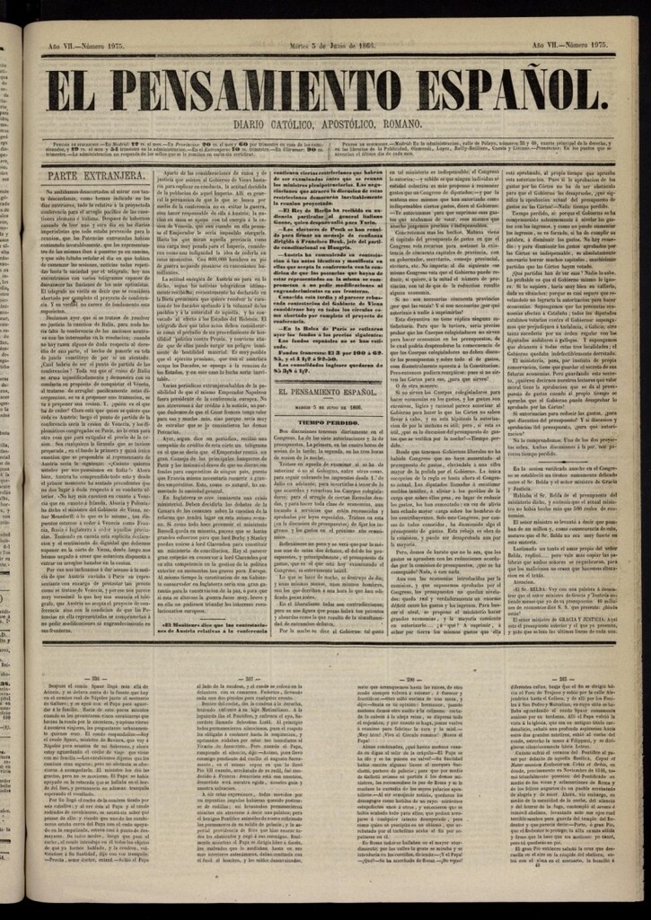 Miniatura de El Pensamiento Español del 5 de junio de 1866, nº 1975