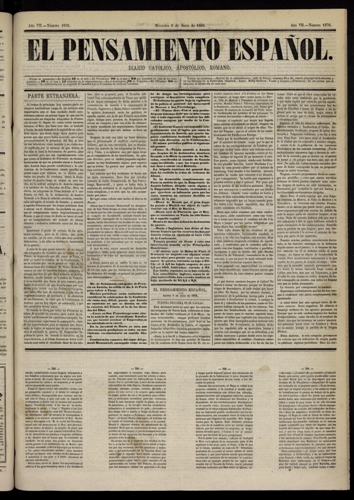Miniatura de El Pensamiento Español del 6 de junio de 1866, nº 1976