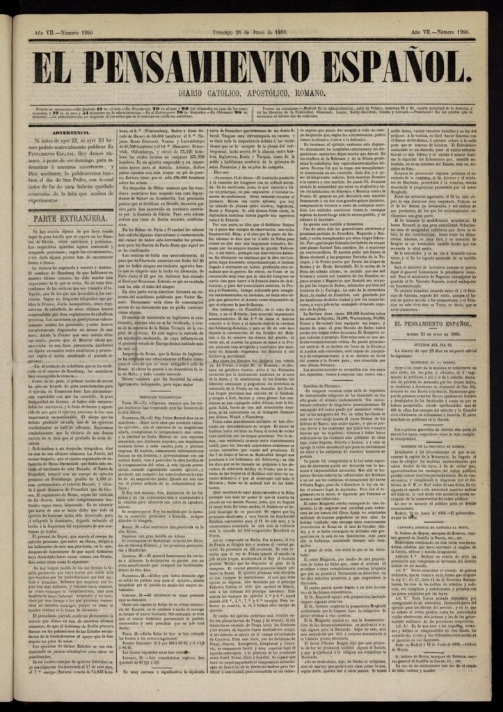Miniatura de El Pensamiento Español del 24 de junio de 1866, nº 1990
