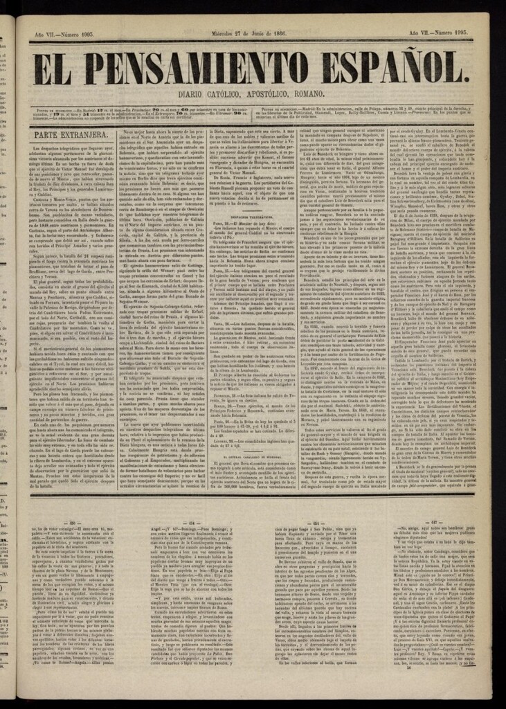 Miniatura de El Pensamiento Español del 27 de junio de 1866, nº 1993