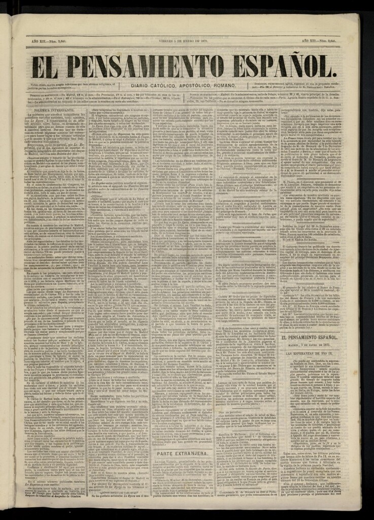 Miniatura de El Pensamiento Español del 5 de enero de 1872,nº 3646
