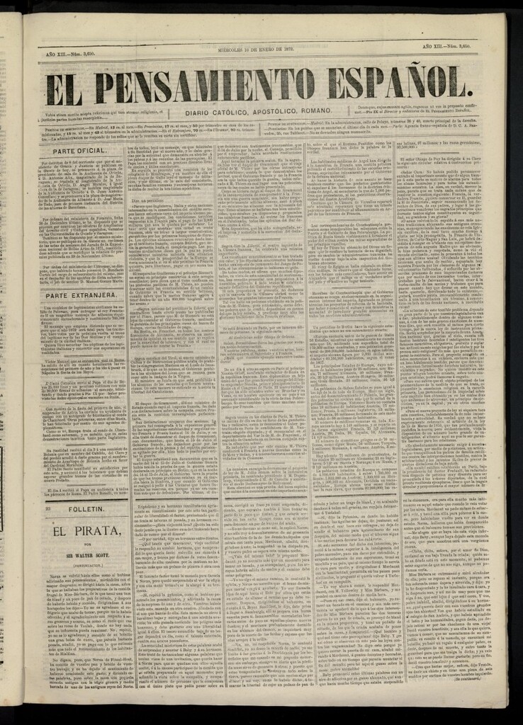 Miniatura de El Pensamiento Español del 10 de enero de 1872, nº 3650