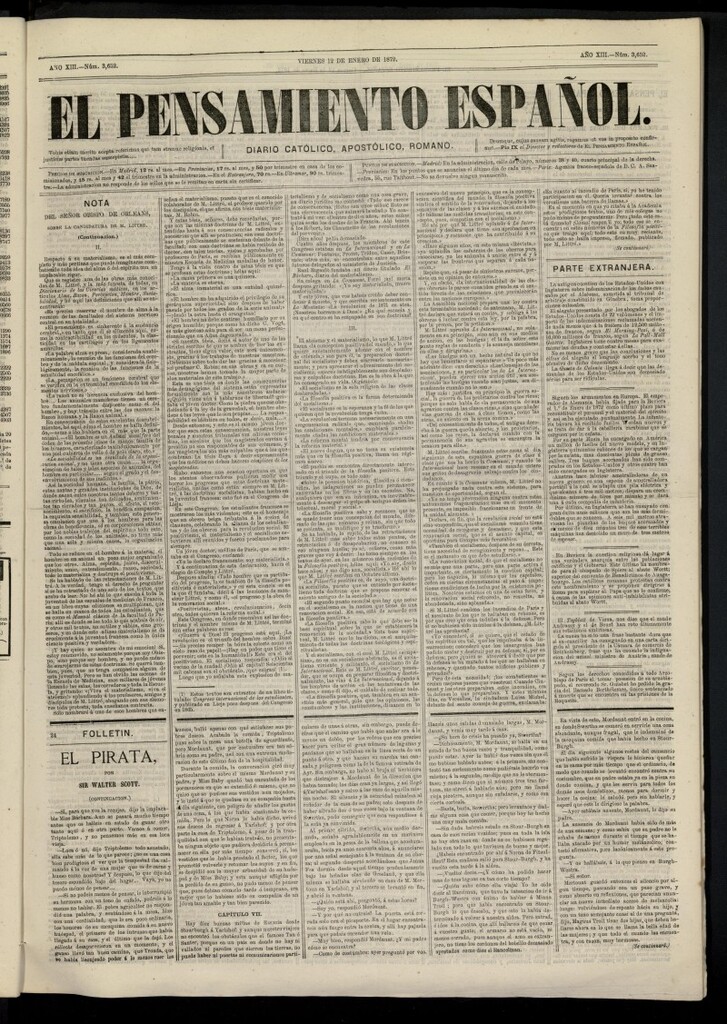 Miniatura de El Pensamiento Español del 12 de enero de 1872, nº 3652