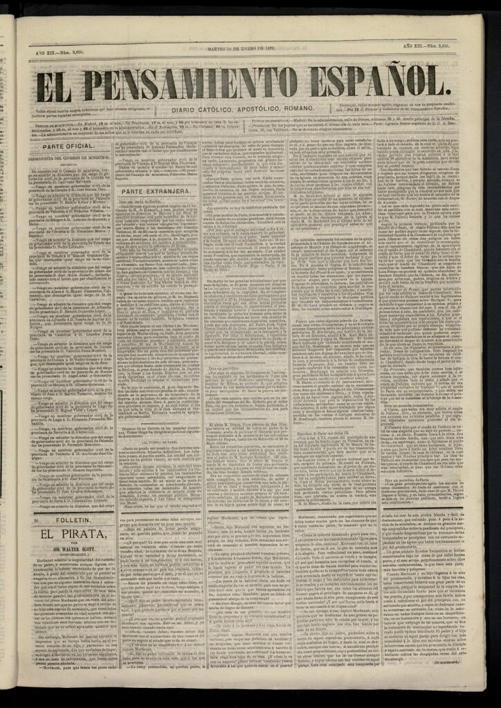 Miniatura de El Pensamiento Español del 16 de enero de 1872, nº 3655