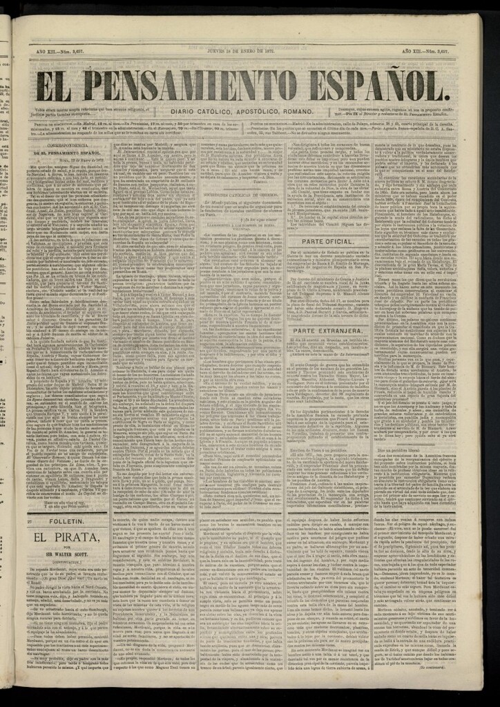 Miniatura de El Pensamiento Español del 18 de enero de 1872, nº 3657