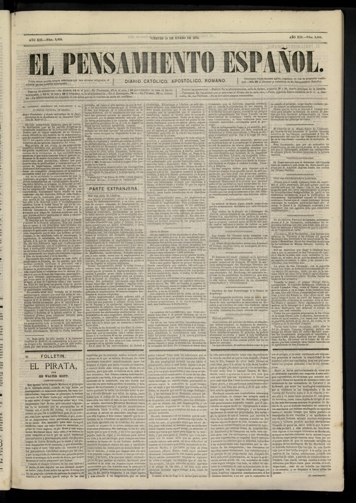 Miniatura de El Pensamiento Español del 19 de enero de 1872, nº 3658