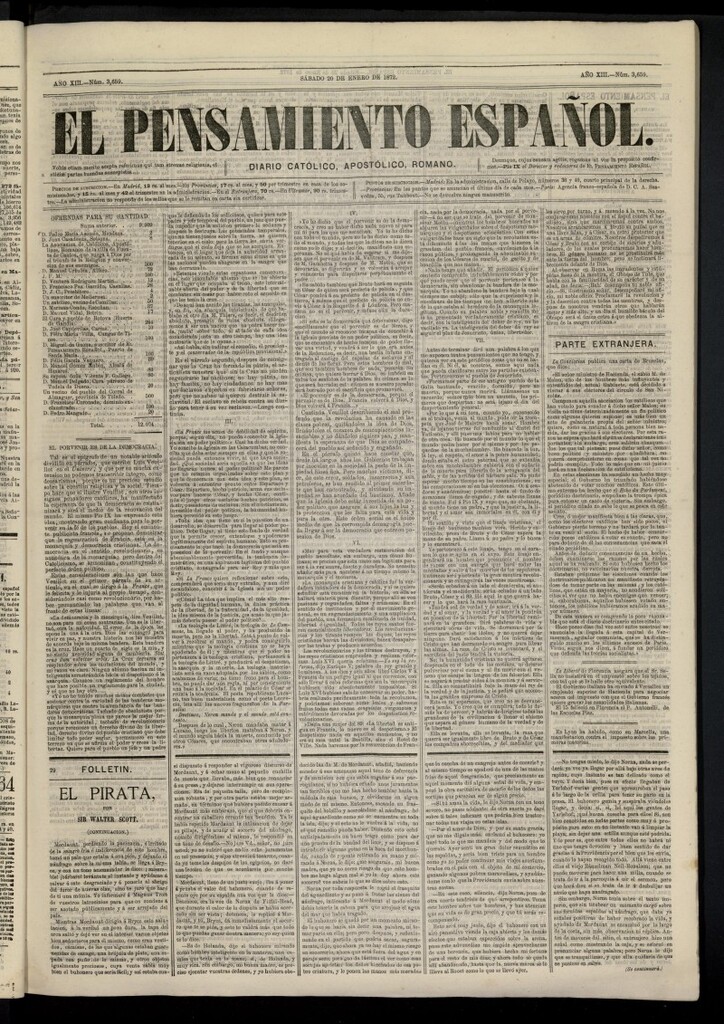 Miniatura de El Pensamiento Español del 20 de enero de 1872, nº 3659
