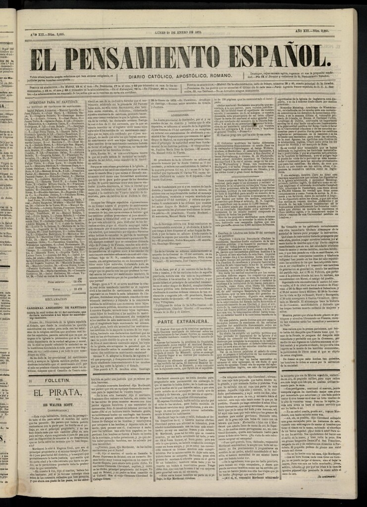 Miniatura de El Pensamiento Español del 29 de enero de 1872, nº 3665