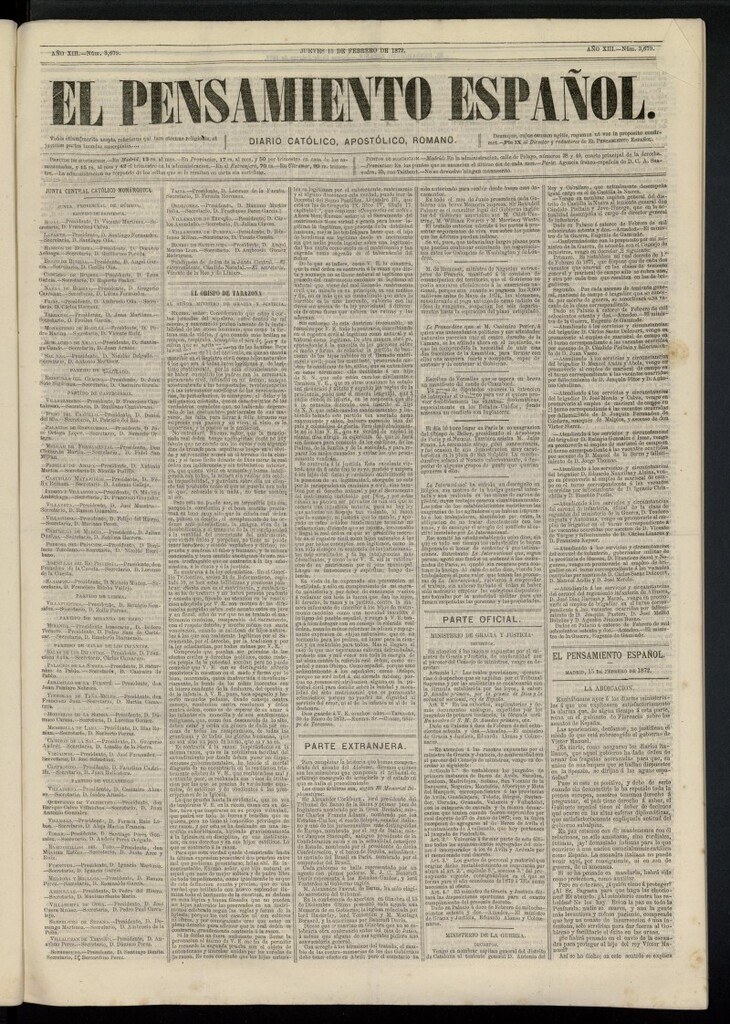 Miniatura de El Pensamiento Español del 15 de febrero de 1872, nº 3679