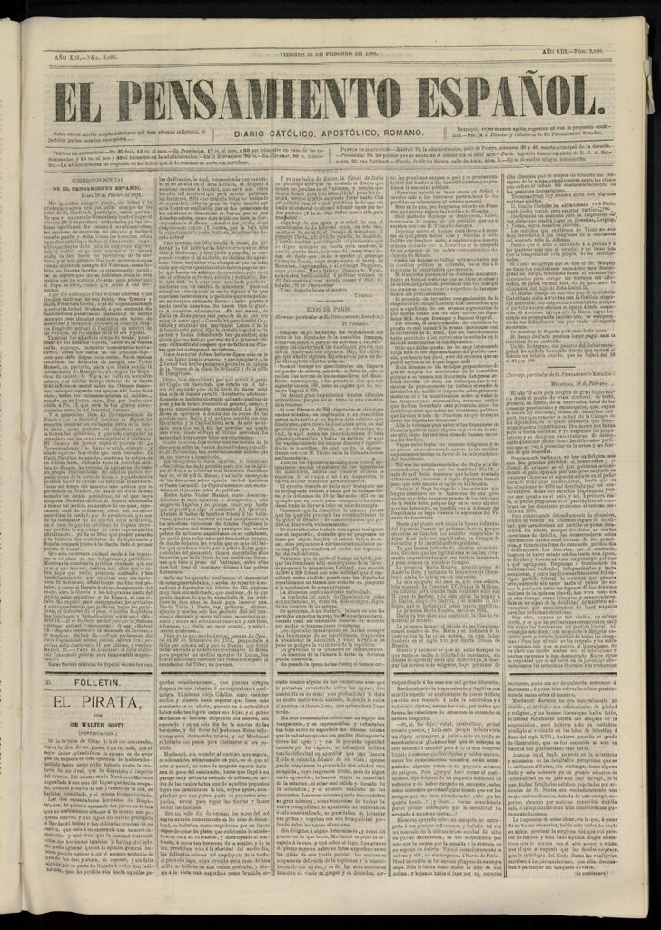 Miniatura de El Pensamiento Español del 23 de febrero de 1872, nº 3686
