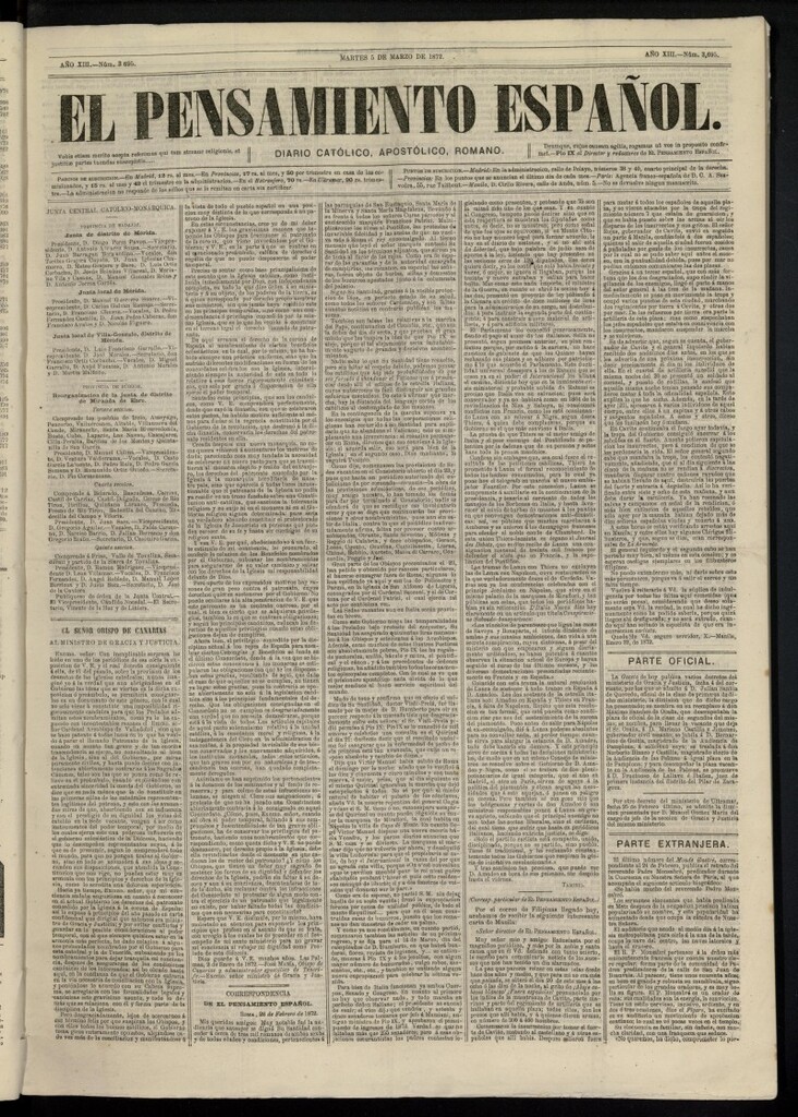 Miniatura de El Pensamiento Español del 5 de marzo de 1872, nº 3695