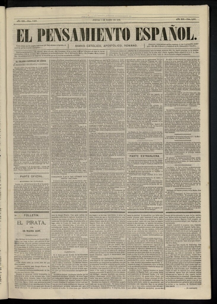 Miniatura de El Pensamiento Español del 7 de marzo de 1872, nº 3697