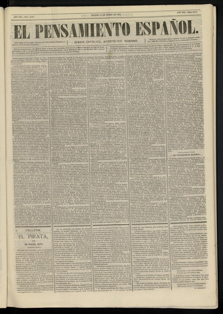 Miniatura de El Pensamiento Español del 12 de marzo de 1872, nº 3701