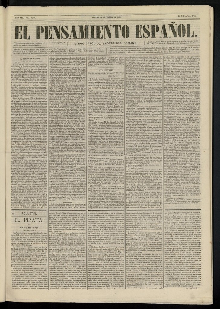 Miniatura de El Pensamiento Español del 14 de marzo de 1872, nº 3703
