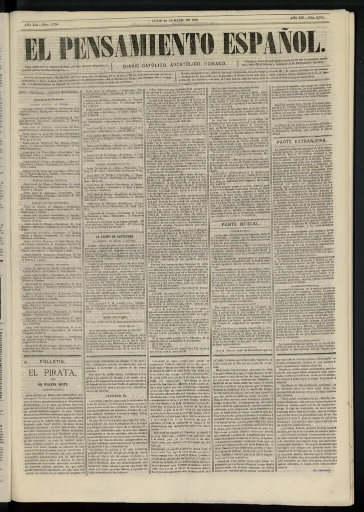 Miniatura de El Pensamiento Español del 18 de marzo de 1872, nº 3706