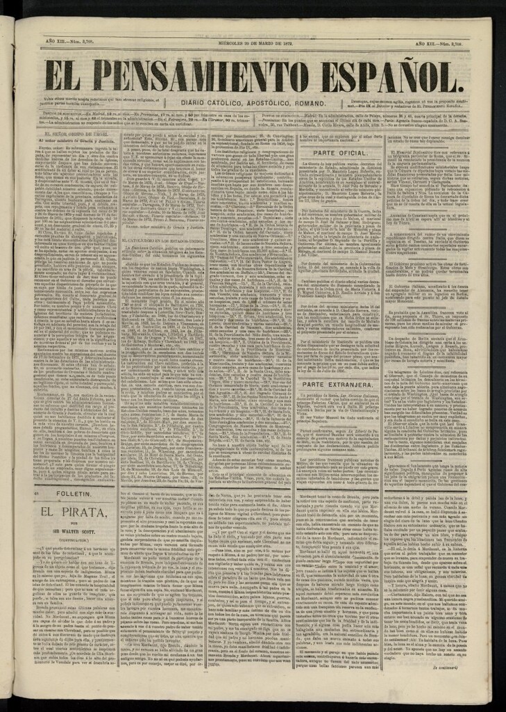 Miniatura de El Pensamiento Español del 20 de marzo de 1872, nº 3708