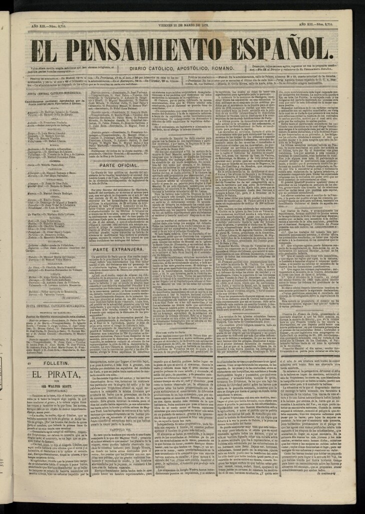 Miniatura de El Pensamiento Español del 22 de marzo de 1872, nº 3710