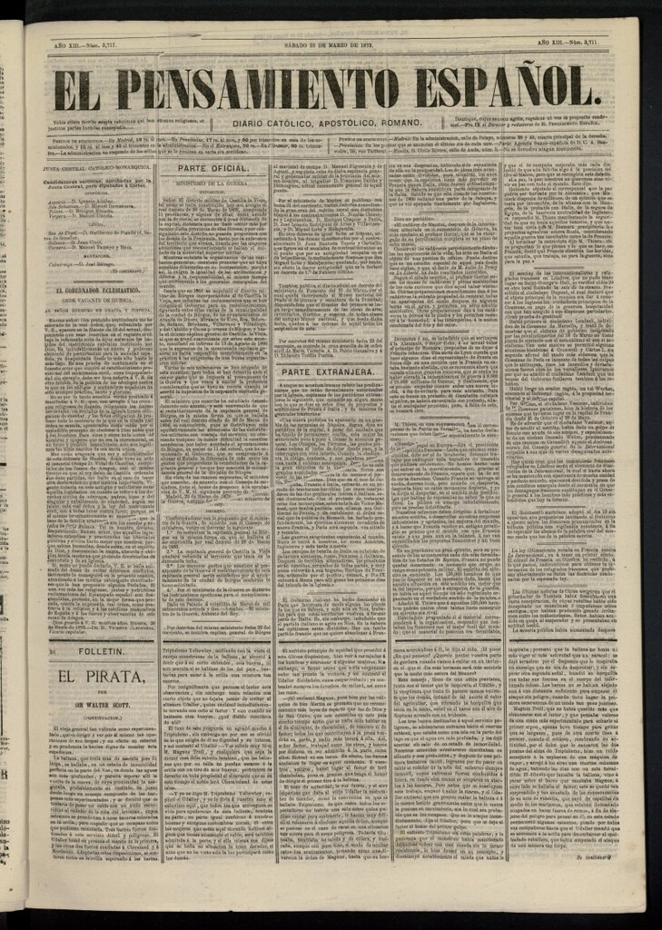 Miniatura de El Pensamiento Español del 23 de marzo de 1872, nº 3711