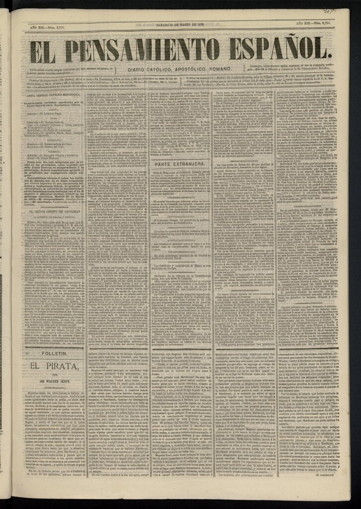 Miniatura de El Pensamiento Español del 30 de marzo de 1872, nº 3716