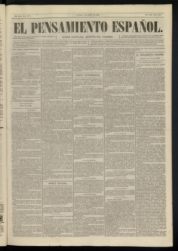 Miniatura de El Pensamiento Español del 1 de abril de 1872, nº 3717