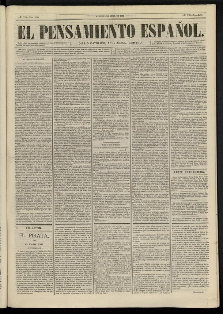 Miniatura de El Pensamiento Español del 9 de abril de 1872, nº 3724