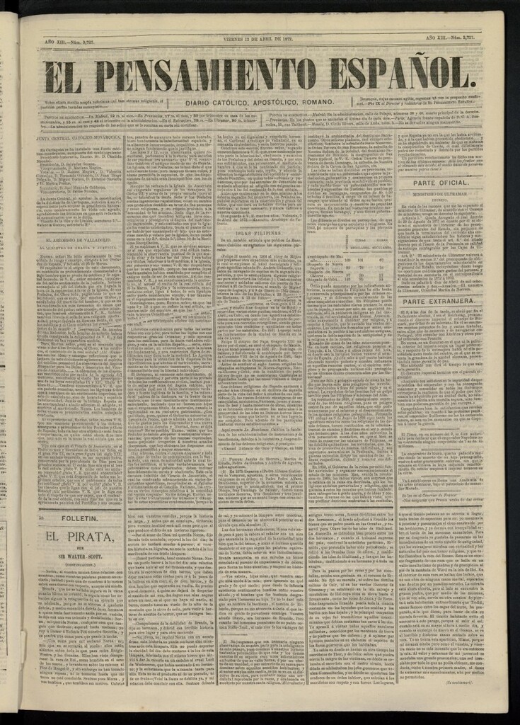 Miniatura de El Pensamiento Español del 12 de abril de 1872, nº 3727