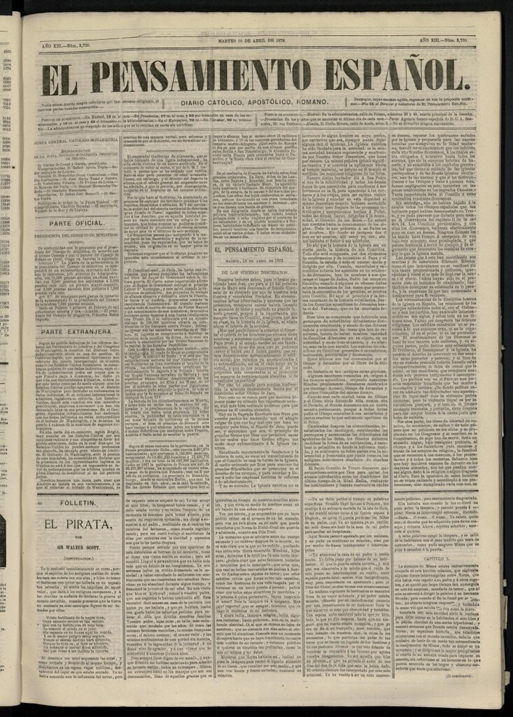 Miniatura de El Pensamiento Español del 16 de abril de 1872, nº 3730