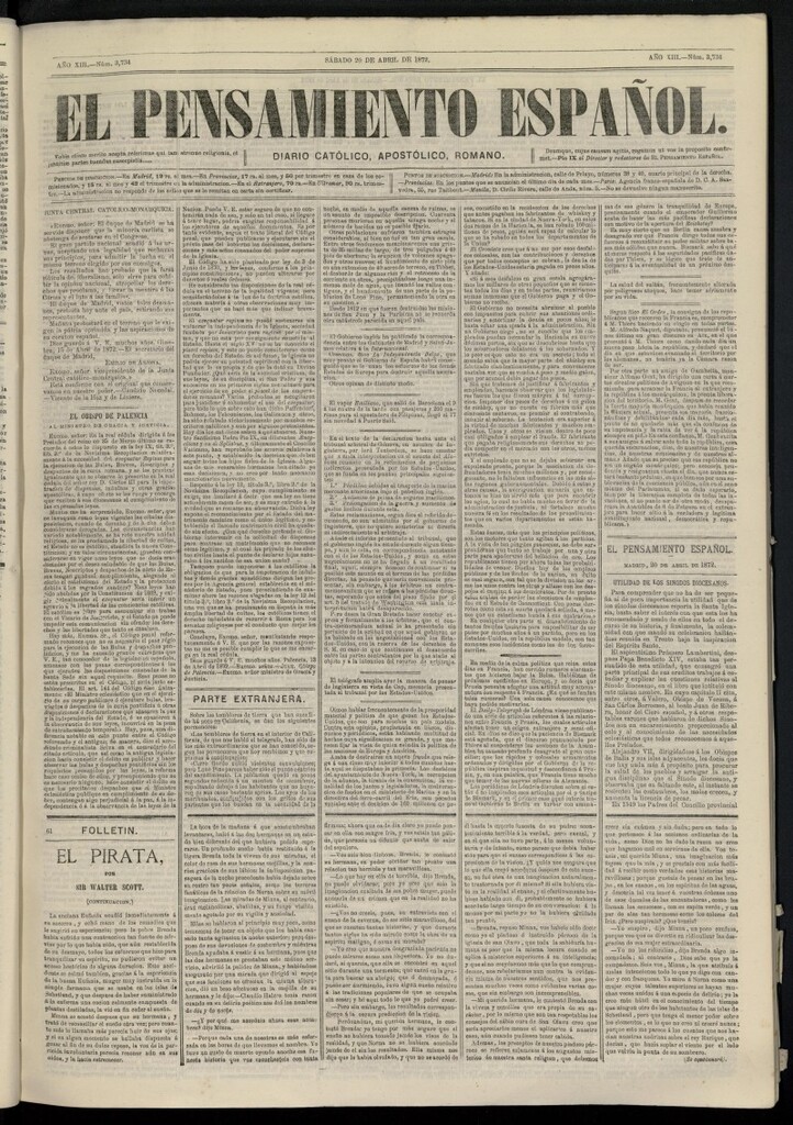 Miniatura de El Pensamiento Español del 20 de abril de 1872, nº 3734