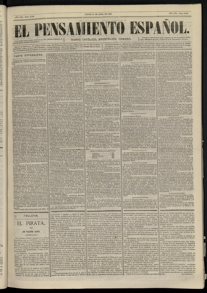 Miniatura de El Pensamiento Español del 25 de abril de 1872, nº 3738