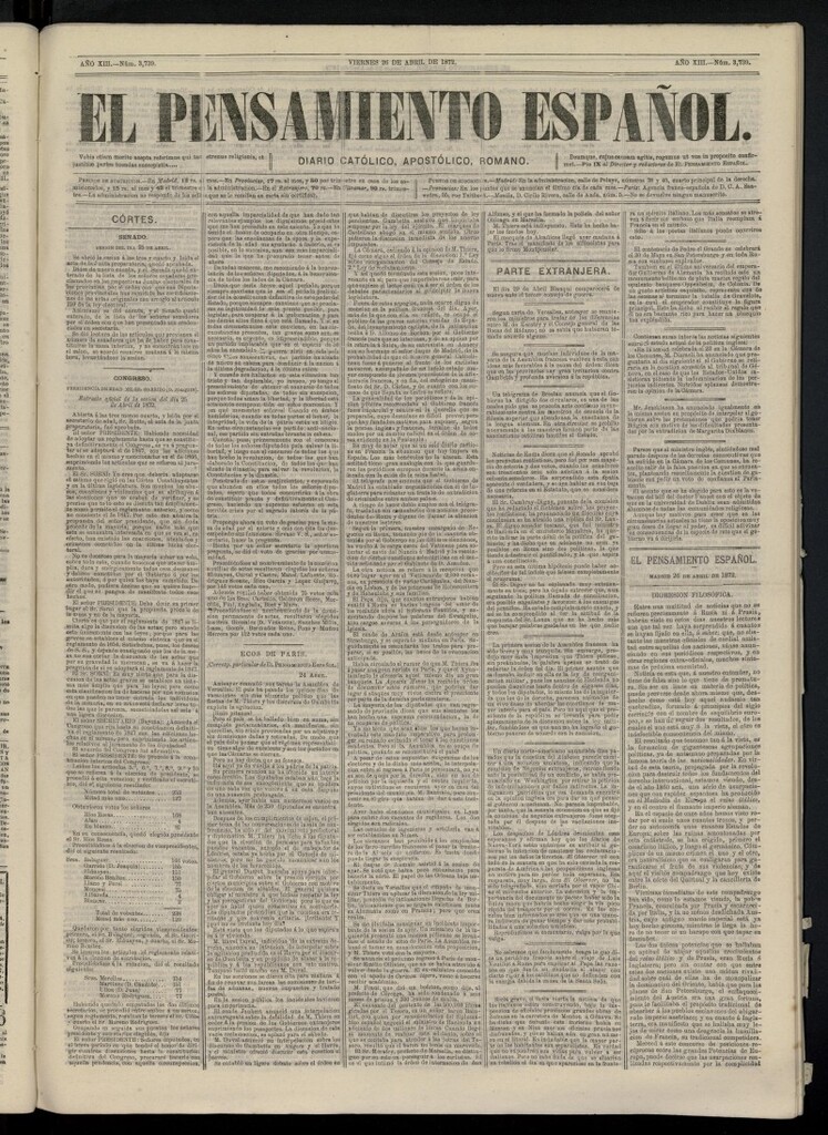 Miniatura de El Pensamiento Español del 26 de abril de 1872, nº 3739