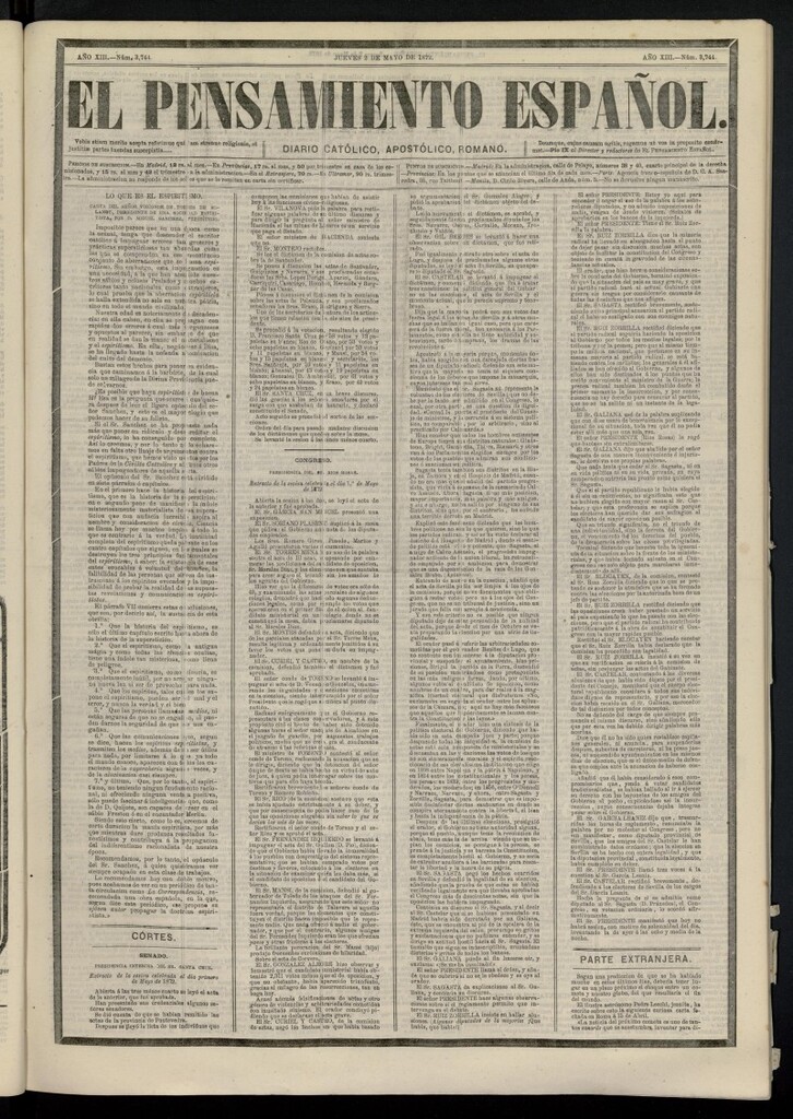 Miniatura de El Pensamiento Español del 2 de mayo de 1872, nº 3744