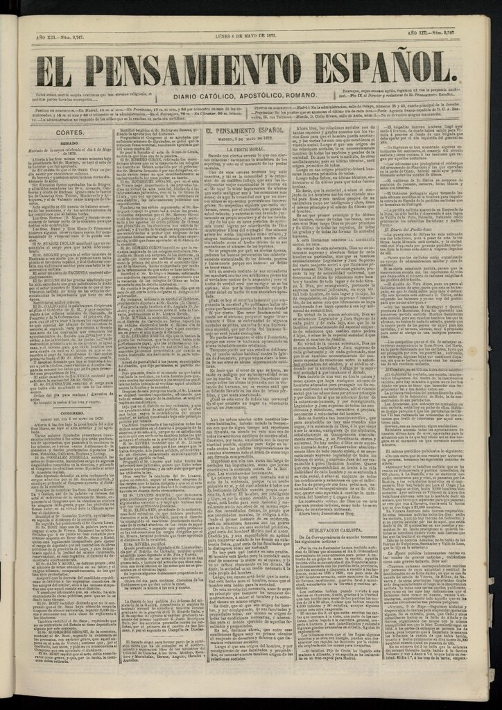 Miniatura de El Pensamiento Español del 6 de mayo de 1872, nº 3747