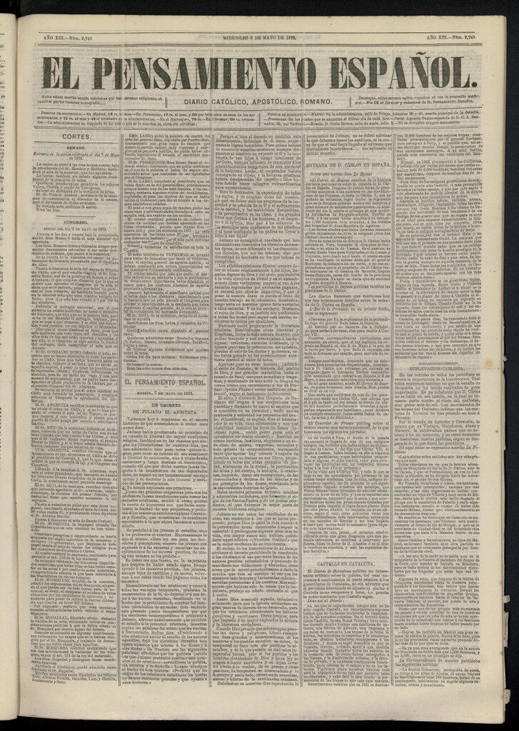 Miniatura de El Pensamiento Español del 8 de mayo de 1872, nº 3749