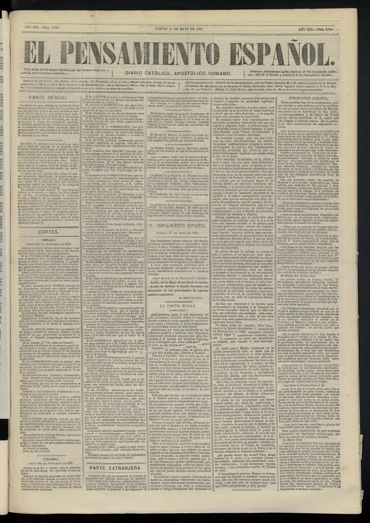 Miniatura de El Pensamiento Español del 16 de mayo de 1872, nº 3754