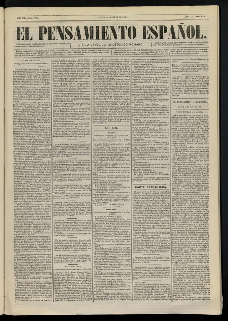 Miniatura de El Pensamiento Español del 17 de mayo de 1872, nº 3755