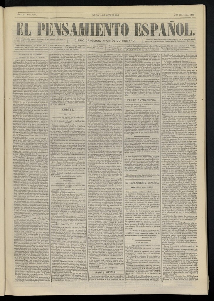 Miniatura de El Pensamiento Español del 18 de mayo de 1872, nº 3756