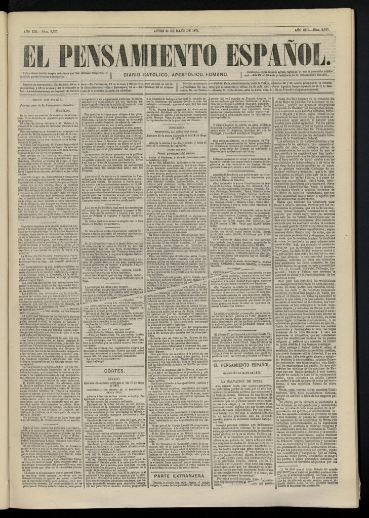 Miniatura de El Pensamiento Español del 20 de mayo de 1872, nº 3757