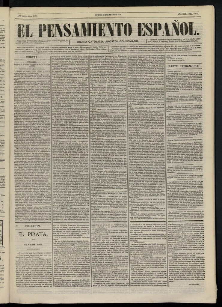 Miniatura de El Pensamiento Español del 28 de mayo de 1872, nº 3764