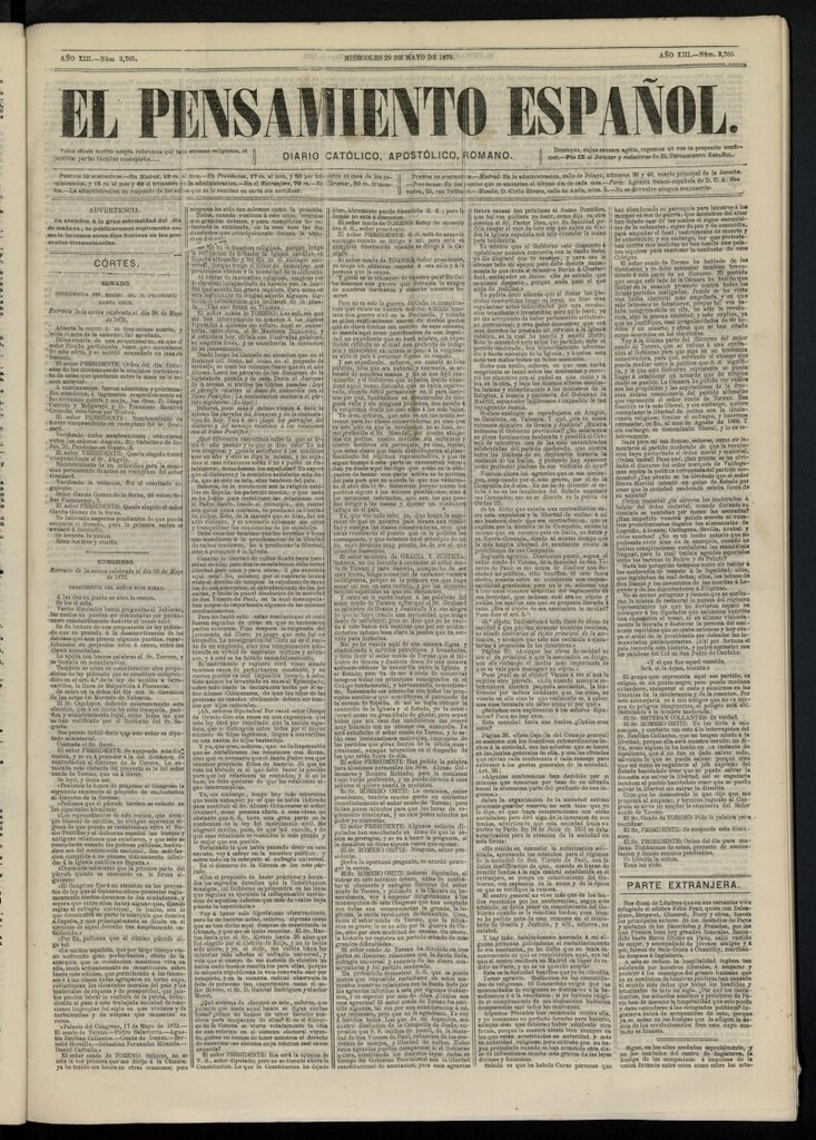 Miniatura de El Pensamiento Español del 29 de mayo de 1872, nº 3765