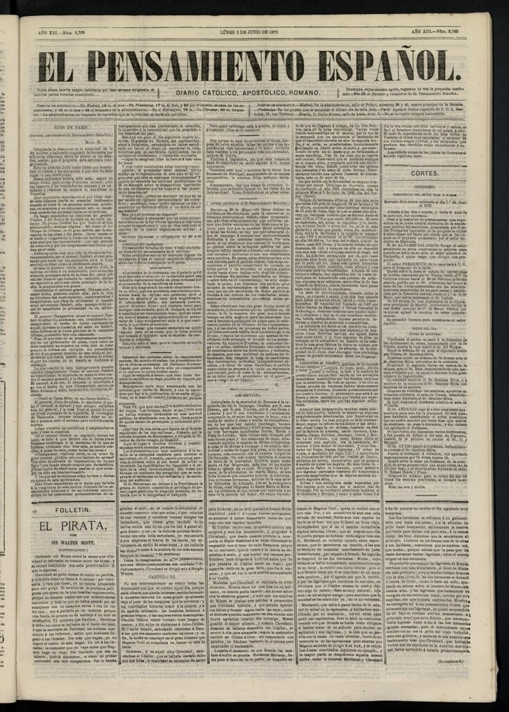 Miniatura de El Pensamiento Español del 3 de junio de 1872, nº 3768