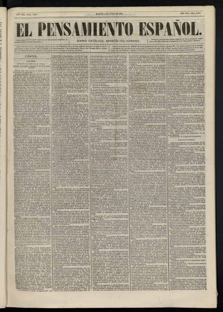Miniatura de El Pensamiento Español del 4 de junio de 1872, nº 3769