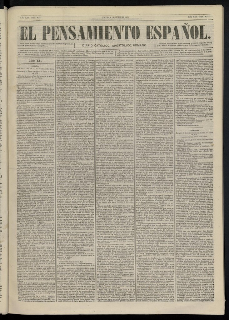 Miniatura de El Pensamiento Español del 6 de junio de 1872, nº 3771