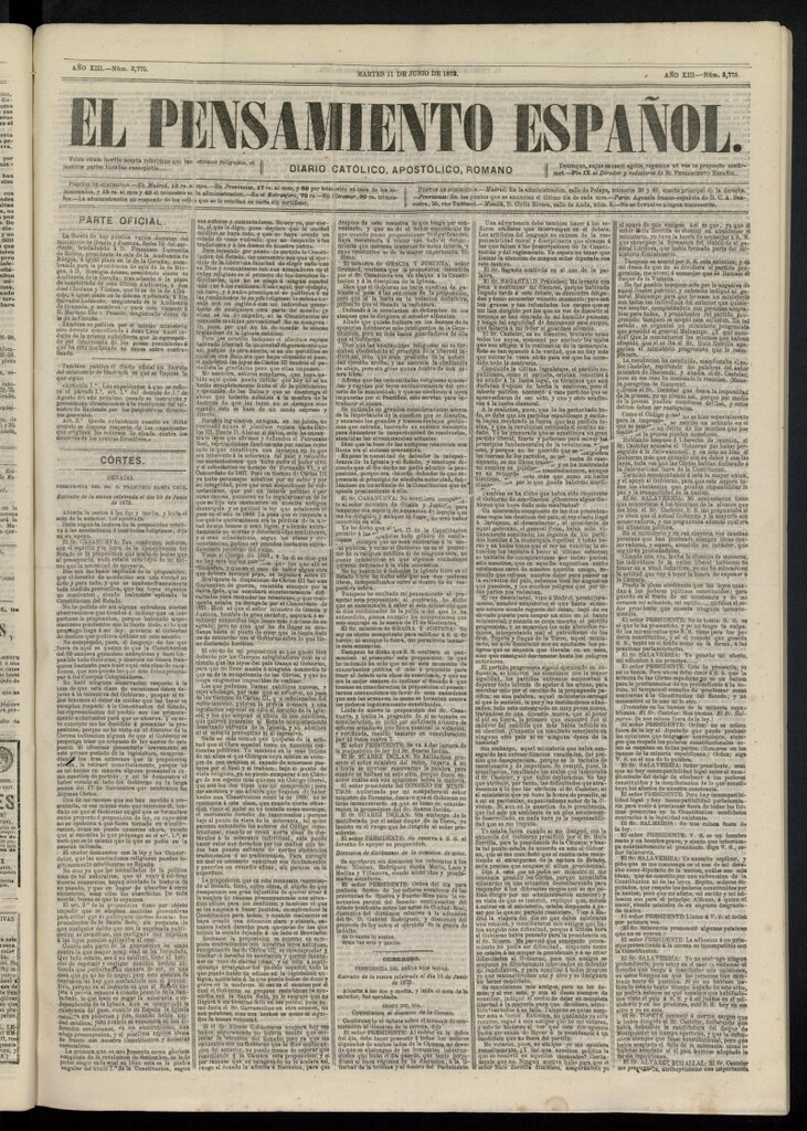 Miniatura de El Pensamiento Español del 11 de junio de 1872, nº 3775