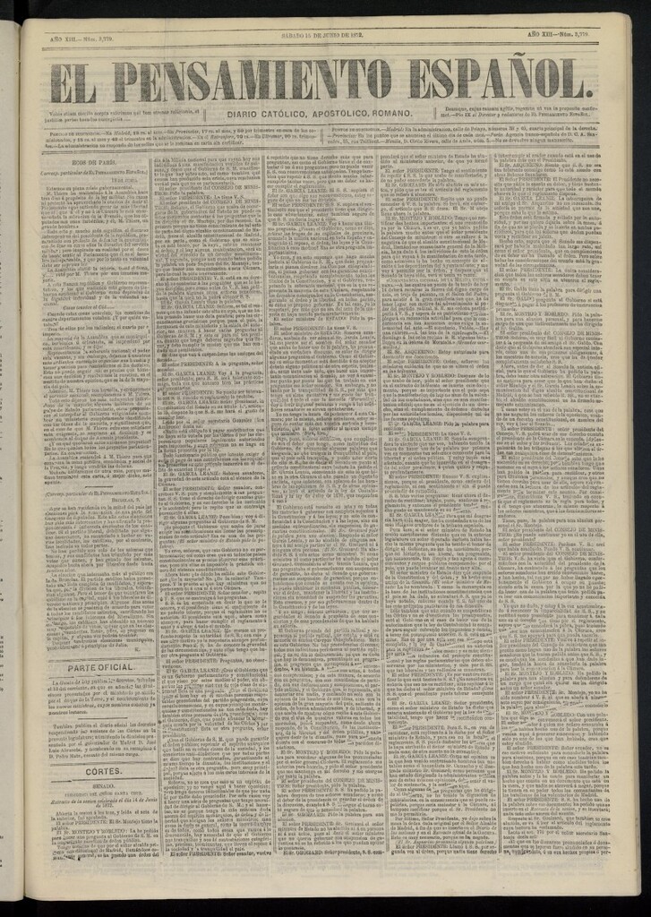 Miniatura de El Pensamiento Español del 15 de junio de 1872, nº 3779