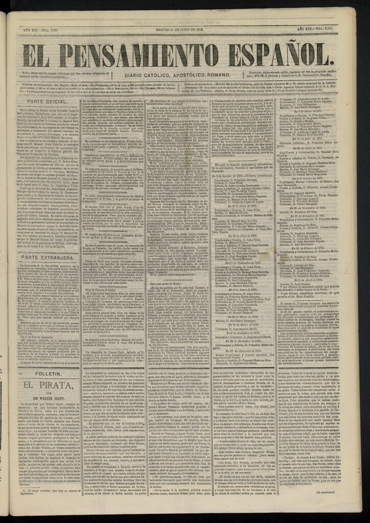 Miniatura de El Pensamiento Español del 18 de junio de 1872, nº 3781