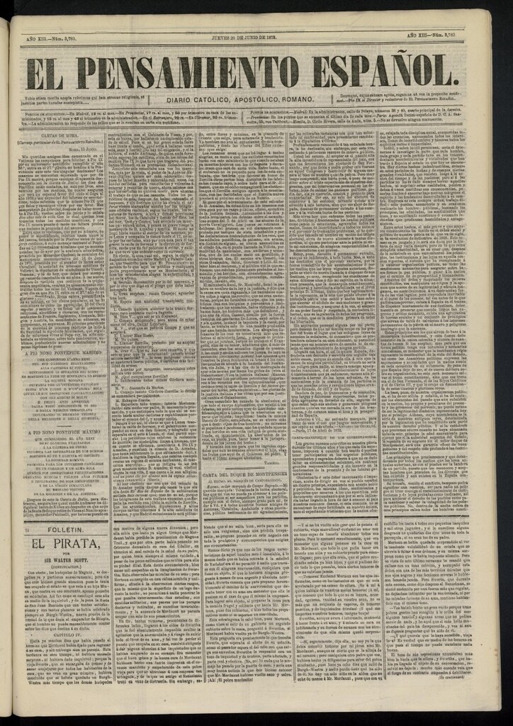 Miniatura de El Pensamiento Español del 20 de junio de 1872, nº 3783