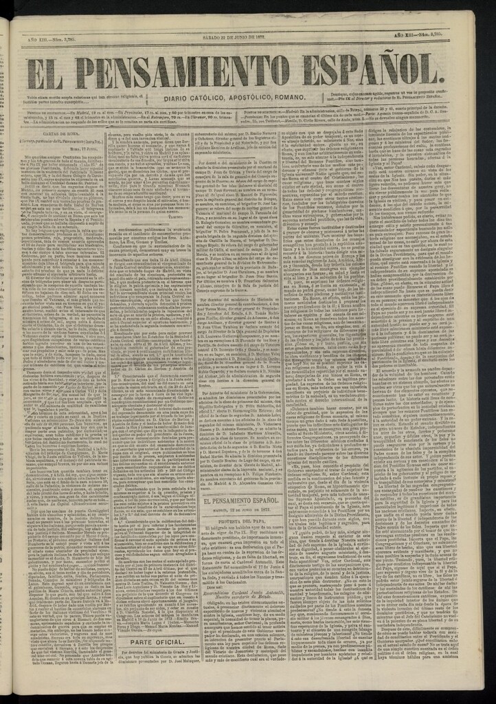 Miniatura de El Pensamiento Español del 22 de junio de 1872, nº 3785