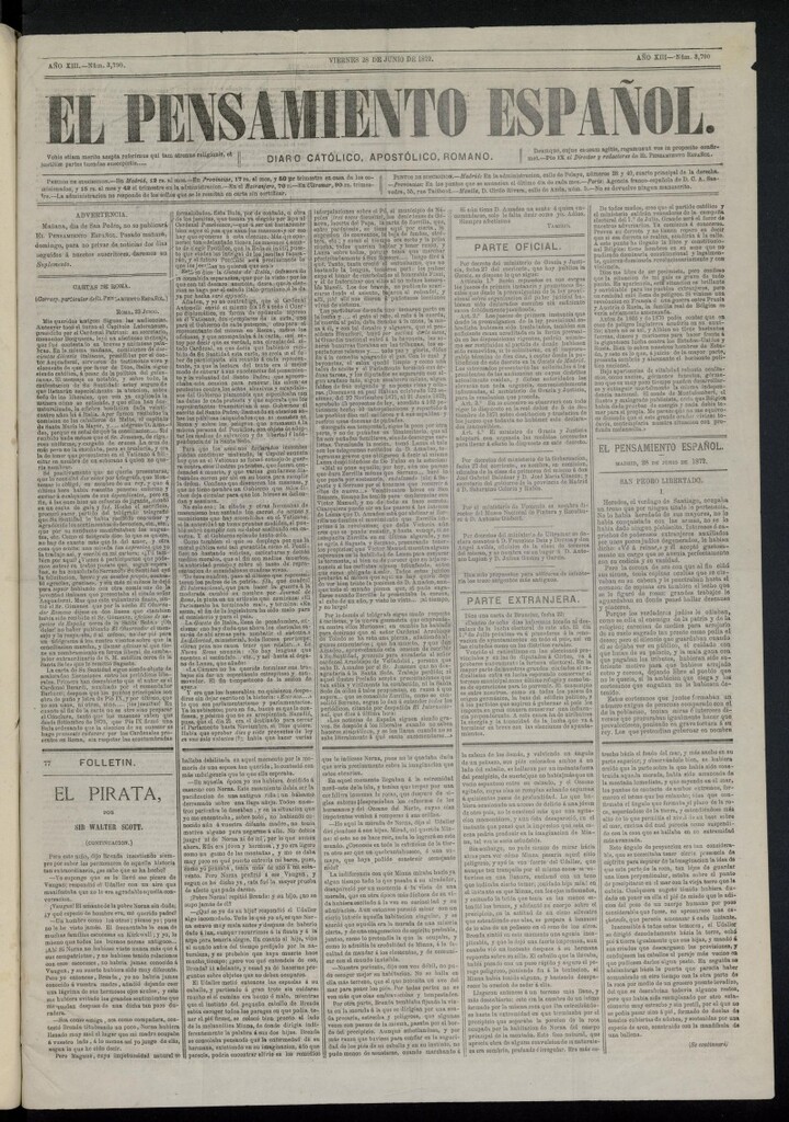 Miniatura de El Pensamiento Español del 28 de junio de 1872, nº 3790