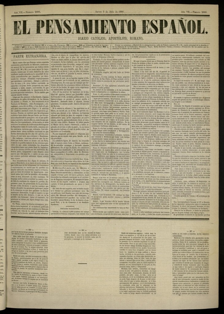 Miniatura de El Pensamiento Español del 5 de julio de 1866, nº 2000